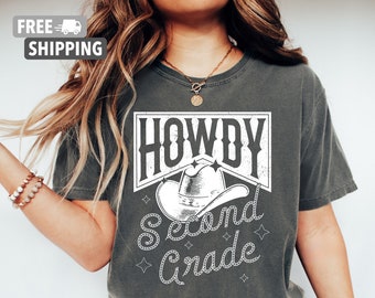 Howdy Second Grade Shirt for the First Day of School, Vintage Style Howdy Second Grade Teacher Shirt, Back to School Apparel for Educators