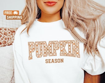 Retro Pumpkin Season Sweatshirt, Checkerboard Fall Gift