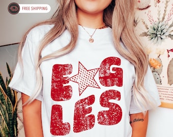 Argyle Eagles Retro Distressed Tshirt with Trendy Star Design, Argyle Texas Fan Gear, Argyle Merch, Youth Argyle Eagles Tee, Argyle TX Fans