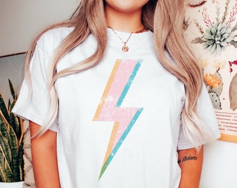 Vintage Grunge Lightning Bolt Comfort Colors Tee