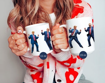 Funny Dancing Trump Coffee Mug: Political Humor Coffee Mug, MAGA Coffee Mug, Hilarious Gift for Republican, Funny Gift for Trump Lover