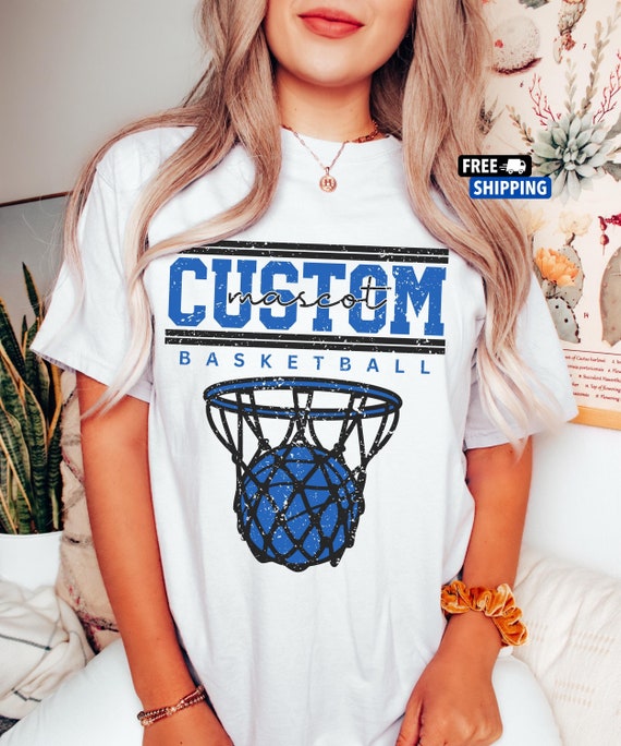 Custom Comfort Colors Basketball T-Shirt for Basketball Mom, Basketball Mom Shirt with Custom Town and Mascot, Basketball Game Day