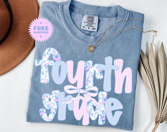Preppy Fourth Grade Teacher Shirt, Comfort Colors Team Tee