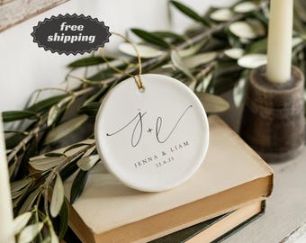 Ceramic Personalized Ornament for Our First Christmas Together, First Christmas Married Ornament, Custom Wedding Gift, First Christmas Gift