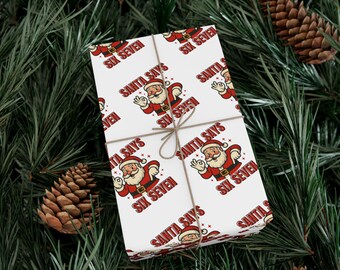 Papier cadeau de Noël « Six Seven » drôle de père Noël – Papier festif pour les fêtes