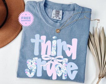 Preppy Third Grade Teacher Comfort Colors T-Shirt