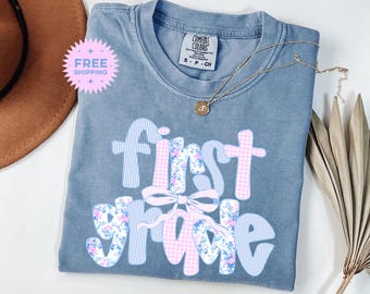 Preppy First Grade Teacher Shirt, Comfort Colors Team Tee