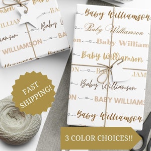 Custom Name Baby Shower Wrapping Paper Custom Family Name Wrapping Paper Personalized Baby Shower Gift Baby Name Gift Baby Name Gift Wrap