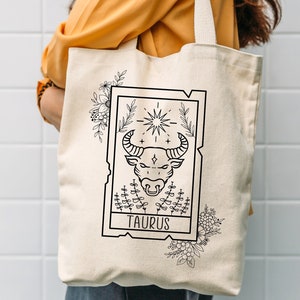Sac fourre-tout zodiaque, cadeau taureau, tarot, cadeau d'anniversaire zodiaque, sac fourre-tout mois de naissance, cadeau pour elle