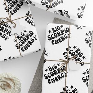 Papel de regalo de astrología, papel de regalo del zodíaco, papel de regalo de cumpleaños, papel de regalo de la luna y las estrellas, regalo de Escorpio, Escorpio