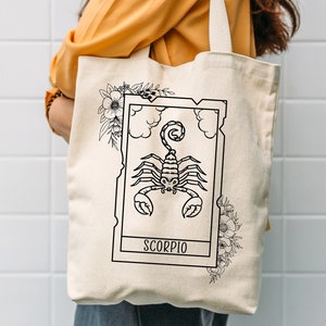 Sac fourre-tout du zodiaque, cadeau Scorpion, tarot, cadeau d'anniversaire du zodiaque, sac fourre-tout du mois de naissance, cadeau pour elle