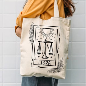 Sac fourre-tout du zodiaque, cadeau balance, tarot, cadeau d'anniversaire du zodiaque, sac fourre-tout du mois de naissance, cadeau pour elle