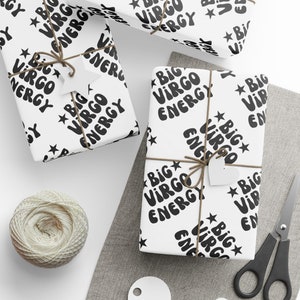 Papel de regalo de astrología, papel de regalo del zodíaco, papel de regalo de cumpleaños de Virgo, papel de regalo de luna y estrellas, regalo de Virgo, papel de regalo del horóscopo