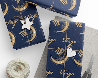 Astrology Wrapping Paper: Zodiac Moon & Stars, Virgo Gift