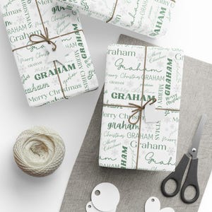 Custom christmas wrapping paper, personalized christmas wrapping paper, neutral Christmas wrapping paper, custom name collage wrapping paper, custom name wrapping paper, snowflake christmas wrapping paper