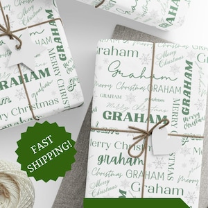 Custom christmas wrapping paper, personalized christmas wrapping paper, neutral Christmas wrapping paper, custom name collage wrapping paper, custom name wrapping paper, snowflake christmas wrapping paper