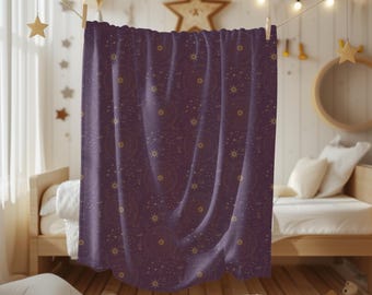 Zodiac Velveteen Plush Blanket: Celestial Moon & Stars Decor