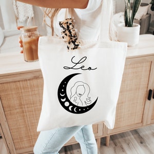 Zodiac Tote Bag, Bridesmaids Tote Bag, Zodiac Bridesmaids Gift, Birthday Gift, Celestial Wedding, Leo Sign