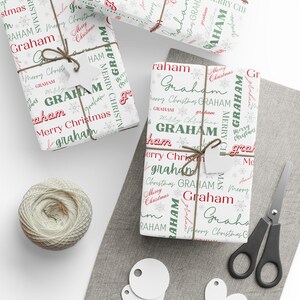 Custom christmas wrapping paper, personalized christmas wrapping paper, neutral Christmas wrapping paper, custom name collage wrapping paper, custom name wrapping paper, snowflake christmas wrapping paper