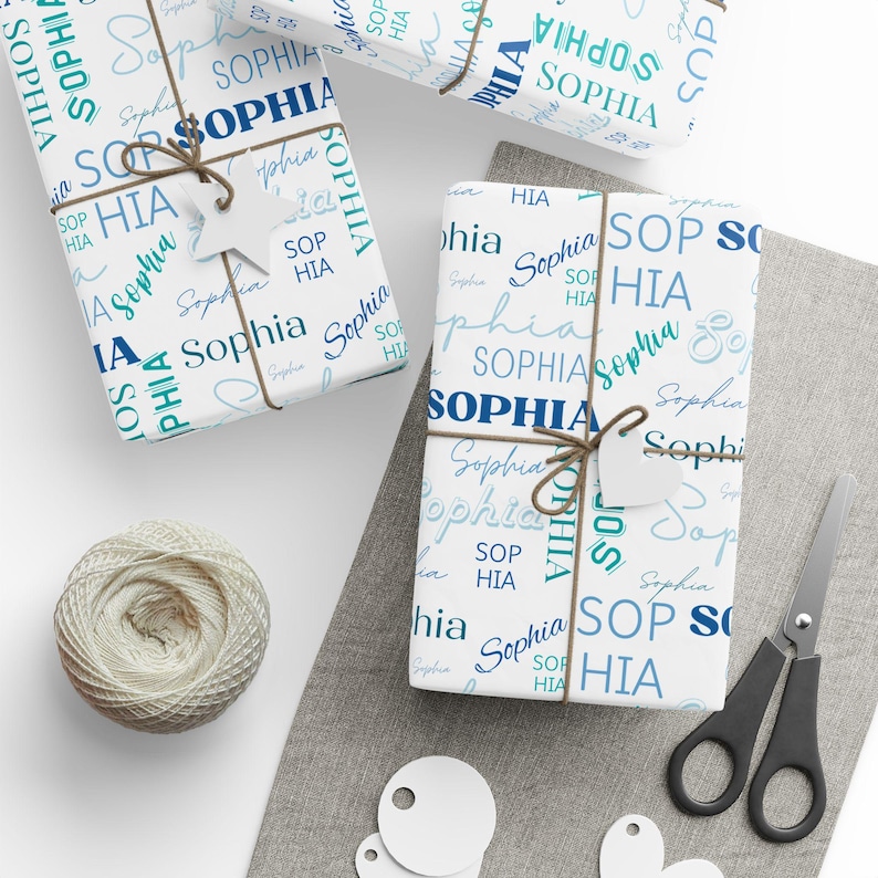Custom Name Collage Personalized Wrapping Paper, Custom Name Wrapping ...