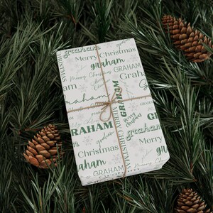 Custom christmas wrapping paper, personalized christmas wrapping paper, neutral Christmas wrapping paper, custom name collage wrapping paper, custom name wrapping paper, snowflake christmas wrapping paper