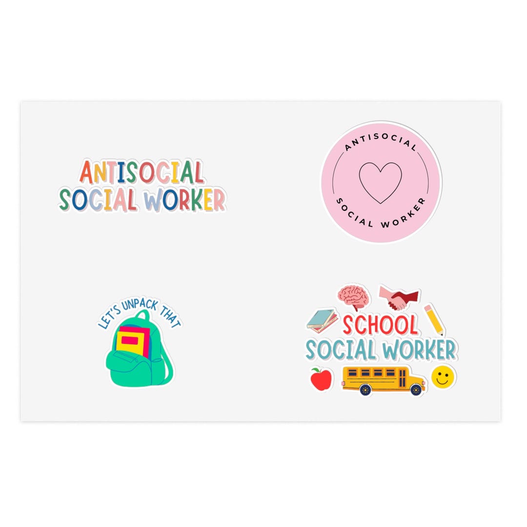 Social Worker Sticker Sheets: Laptop, Water Bottle Decals, Therapist ...