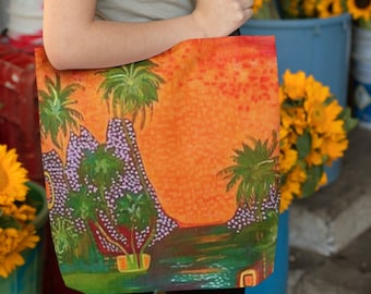 Bolso de mano de arte tropical-Bolso de mano tropical-Bolso tropical-Flores tropicales bolso de playa-Bolso de mano de playa-Bolso de mano de lona-Bolso de mano floral-Regalo de damas de honor