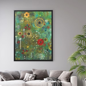 Dopamine wall decor Abstract flower print Dopamine decor Maximalist art print Funky abstract art Abstract floral decor Botanical wall art