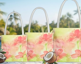 Floral Tote Bag-süße rosa Einkaufstasche-Schultertasche-Floral Geschenk, Canvas Tote-Tasche Blumen-Floral Tote Bag-Flower Tote Bag-Boho Tragetasche