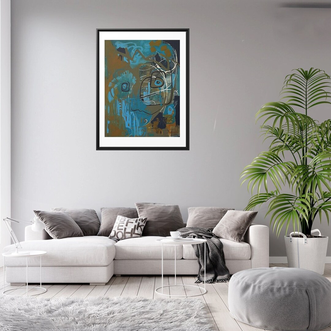 Black Gold Wall Art-abstract Face Art Print-lion Wall Art-maximalist ...