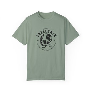 U.S. Navy Emerald Shellback Skull Unisex Garment-Dyed T-shirt
