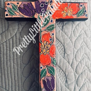 hand-painted wooden cross