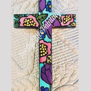 hand-painted wooden cross