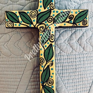 hand-painted wooden cross