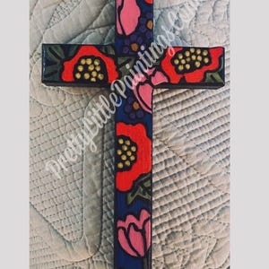 hand-painted wooden cross