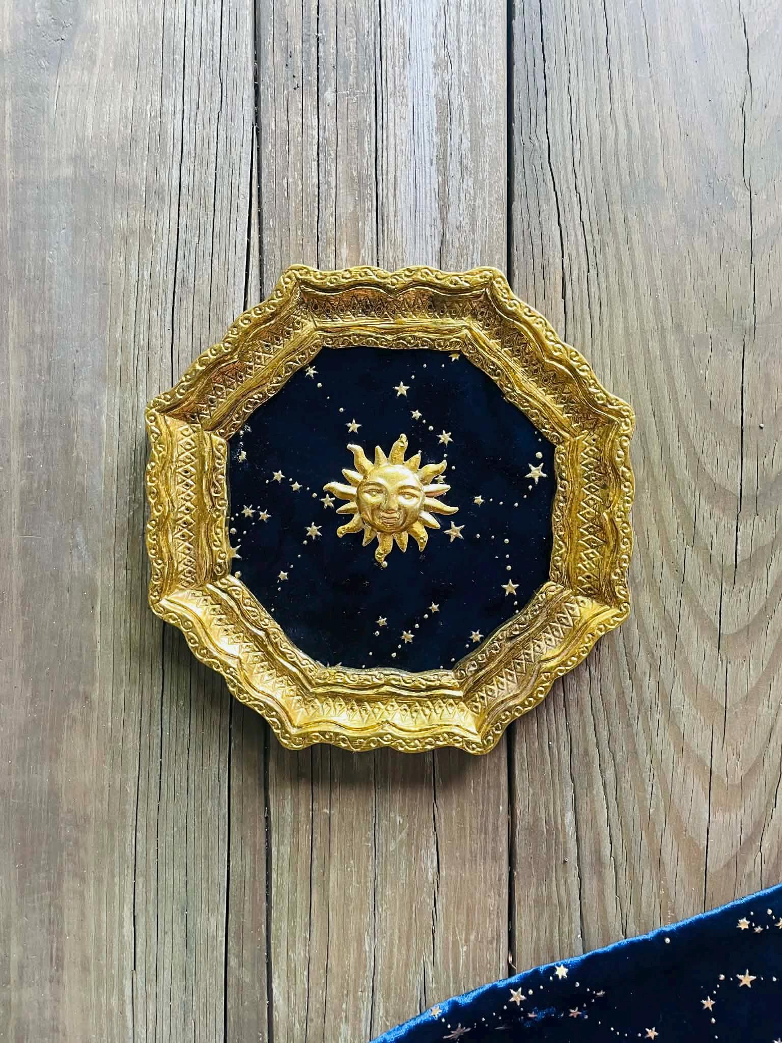 Sun Face Frame Vintage Sun Face Picture Frame: Gold Ornate Celestial Decor - Etsy