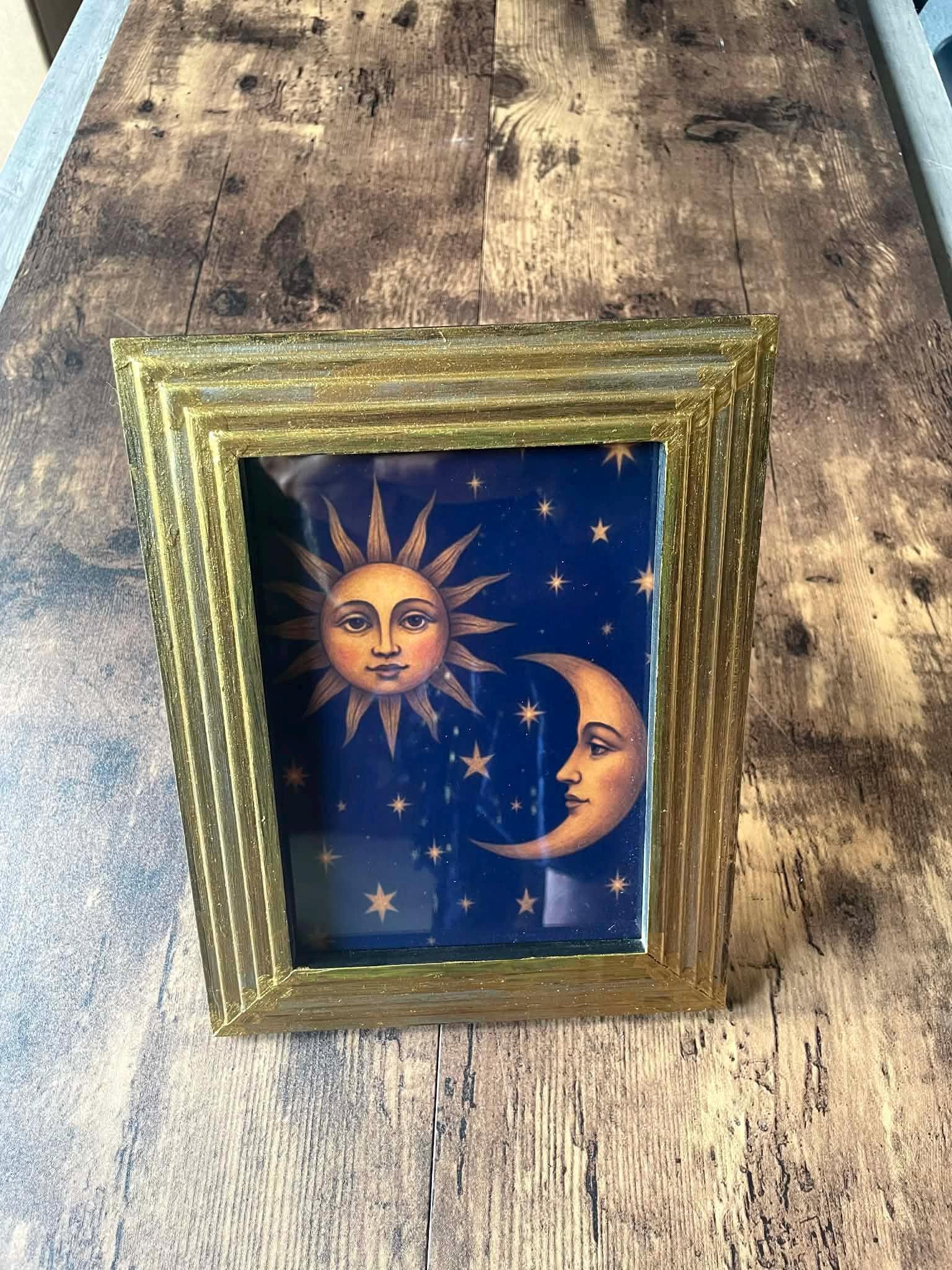 Sun & Moon Face Picture | Gold Ornate 90s Celestial Frame - Etsy
