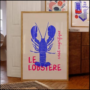 Plakat z homarami, sztuka ścienna dla smakoszy, plakat do kuchni, wydruk sztuki kulinarnej, wydruk sztuki baru, wystrój restauracji, jesteś moim homarem
