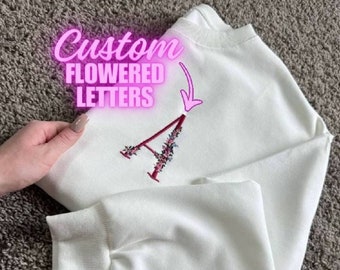 Sudadera de floración botánica personalizada / sudadera con capucha bordada de flor encantadora / sudadera con capucha con monograma floreado / sudadera con capucha con esencia de letras florales