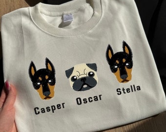 Moletom feito sob encomenda de Crewneck do retrato do cão de <br> Entrega Rápida? Presente com capuz bordado para amigos | Hoodie personalizado dos proprietários do cão | 100% Algodão | Bordado para animais de estimação