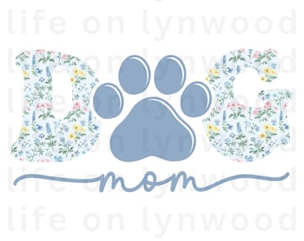 Grandmillennial bloemen hond moeder png, Coquette Bow Dog Mom png, Mama Mom bestand sublimatie png, hondenliefhebber png, Floral Coquette Mom png