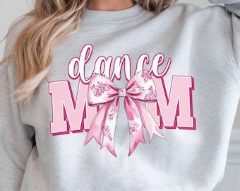 Dance Mom Floral Toile Pink Water Color Coquette Bow Png, Dance Png, Dance Mom Shirt Toile Bow Dance Png, Dance Mom Varsity Png