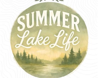 Summer Lake Life Retro Png Design, Spring Outdoors Sublimation Digital Download, Trendy Summer Lake Camping Digital Design