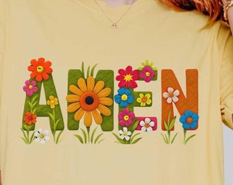 Floral Amen PNG, Faux Embroidery Girly, Retro Amen Png, Preppy Bible png, Happy Easter Png, Jesus png, Christian png, Sublimation