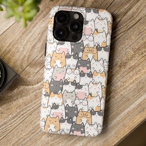Cute Cartoon Cat Phone Case, Funny Cats iPhone 15 15 Pro 15 Pro Max 14 13 Pro Max case iPhone 12 case iPhone XS Max, Cat Lover Gift