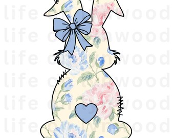 Trendy Floral Toile Easter Bunny PNG, Grand Millennial Sublimation PNG, Preppy Rabbit Shirt Design, Grandmillennial Bunny PNG