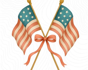 Adrette amerikanische Flaggen PNG, kokette Aquarell Adrette Flagge, Adrette patriotische Clip Art, vierter Juli Preppy, grandmillennial Viertel von Juli