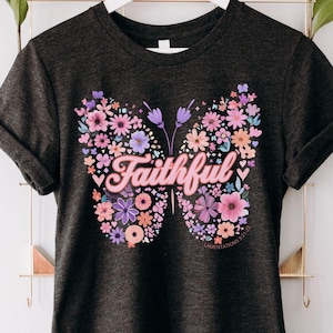 Christian Butterfly PNG Spring Faithful Sublimation Design Bible Verse Flower PNG Aesthetic Floral DTF Transfers Christian Jesus Png
