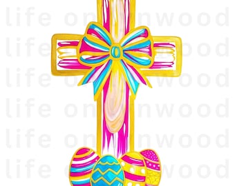 Easter Brushstroke Cross Png, Easter Cross Clipart, Christian png, Spring Floral Png, Preppy Easter Png, Easter Christian Floral Png