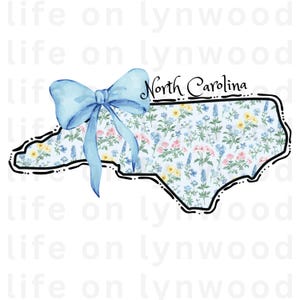 Grandmillennial North Carolina, PNG PNG, Coquette Png, Zustand PNG, Preppy Png, Boho PNG, Girly digital, Carolina Mädchen Png, DTF, Blumen Png